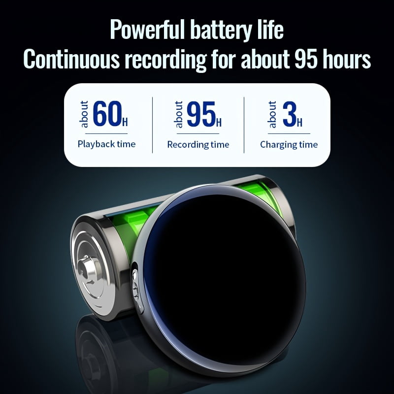 Magnetic Digital Voice Recorder with Voice Activation, Compact Audio Recorder, Digital Audio Recording Device, 96h Battery Life