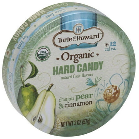 College Farm Organic Lemon Candy - Torie & Howard d'anjou Pear & Cinnamon Organic Hard Candy, 2 oz, (Pack of 8)