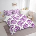 thumbnail image 3 of Erosebridal Gothic Floral Bedding Sets Full Size,Purple White Jacquard Comforter Sets with Sheets,Boho Bohemain Flower Bed in a Bag Full Size,Lightweight Room Decor Reversible,7-Piece, 3 of 7