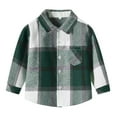 thumbnail image 4 of Ccpelsie Boys Girls Casual Plaid Shirts Spring Fashion Button Down Shirts Long Sleeve Cute Lightweight Jacket Coats(Green,12-18 Months), 4 of 4