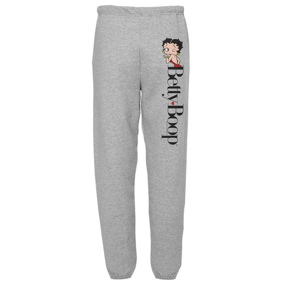 Betty Boop Blow A Kiss Unisex Jogger Sweatpants with Pockets for Men and Women, Athletic Heather, 2X-Large
