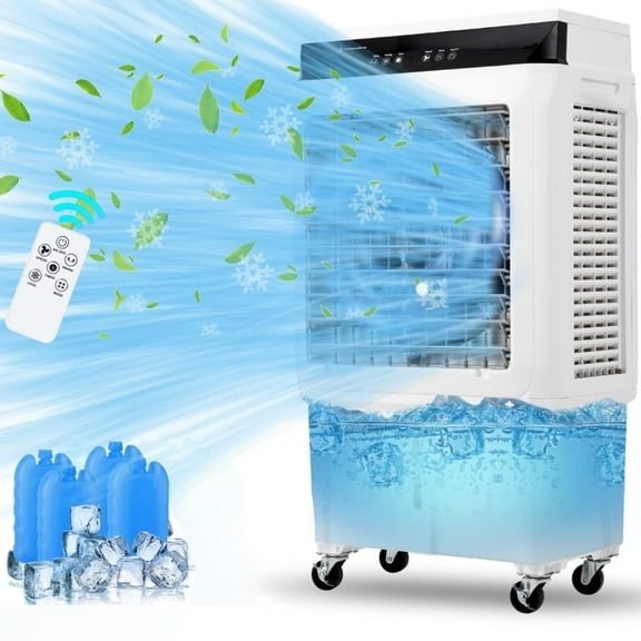 2025 New Evaporative Air Cooler, 1800CFM(4100CFM) Cooler with 8.4 Gallon Water Tank, 4 Ice Packs, Remote, 12H Timer, Portable Air Cooler Cooling Fan with 3 Speeds for Outdoor Indoor Use