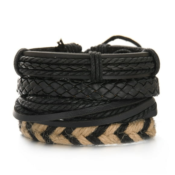 XmhyTop-A Adjustable Braided Leather Cuff Bracelets Stylish Braided Leather Bracelets for Daily Wear-C21