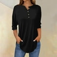 thumbnail image 2 of MIXUE Womens Summer Tops Summer Solid Color Stank Button Up 3/4 Sleeve Pullover Tee Shirts Streetwear,Black,XXL, 2 of 5