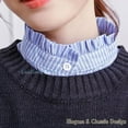 thumbnail image 2 of LoudSung Fake Collar Detachable Half Shirt Blouse False Collar Striped Elegant Design for Women Girls, 2 of 7