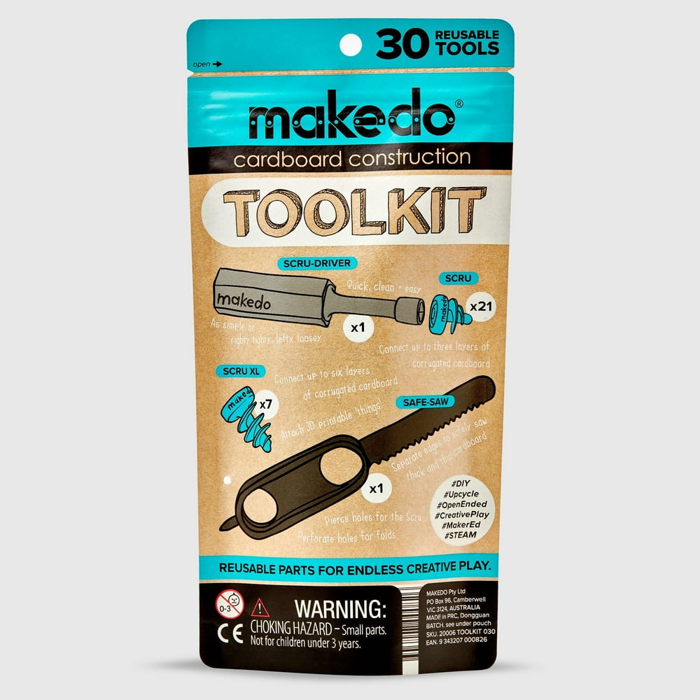 Makedo Cardboard Construction Toolkit, Includes 30 KidFriendly