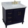 thumbnail image 4 of 37 in. Single Wooden Vanity  Blue White Carrara Rectangle Right Door.Right Sink, 4 of 14
