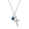 thumbnail image 2 of Delight Jewelry Silvertone Medium Translucent Navy Paw Everlasting Love Engraved Cross Zoey Necklace, 28", 2 of 4