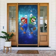 Luigi's Mansion Mario Bros Door Cover Decorated Banner Tapestry Home Decoration Holiday Party Supplies Door Banner Porch Sign Banner 72.8 x 35.4 Inch