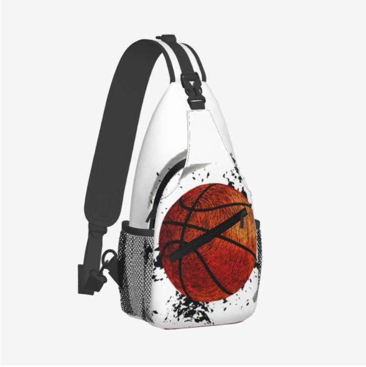 Stevemary abstract basketball Sling Bag Crossbody Chest Daypack Lightweight Canvas Backpack Shoulder Bag For Adult Travel Hiking For Camping Sport, 15.3x7.5x3.5 inch