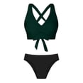 thumbnail image 6 of Women's High Waisted Bikini Sets Two Piece Swimsuit Tummy Control Bathing Suit V Neck Swimwear Swim Suit Green M(M), 6 of 6
