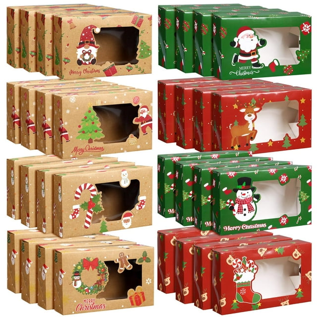 Cajas de galletas navideñas Chivertion, 32 unidades, con ventana, diseño navideño