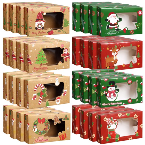 Cajas de galletas navideñas Chivertion, 32 unidades, con ventana, diseño navideño