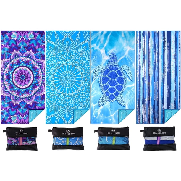 Toalla de Playa Qinqinamu Microfibra 180x80 cm Libre de Arena Paquete de 4