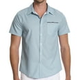 thumbnail image 4 of HAOMEILI Mens Short Sleeve Casual Button Down Shirts Summer Untucked Dress Shirts with Pocket, 4 of 7