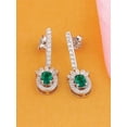 thumbnail image 3 of Dazzlingdaimonds Jewels 925 Sterling Silver 2.10 Ct Oval Cut Emerald & Diamond Drop Earring's 14K White Gold Plated For Women's, 3 of 3