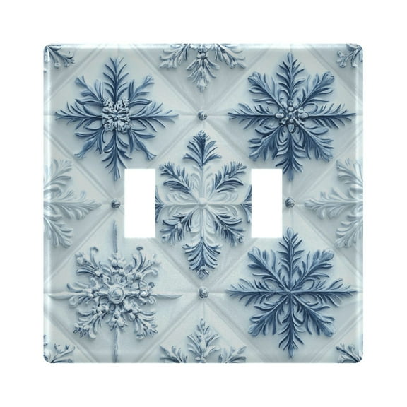 2 Gang Light Switch Cover Plate 3d Blue White Snowflakes Wall Plate Decorate Electrical Outlet Cover Plates 4.56”x4.48”