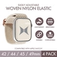 thumbnail image 6 of Xtreme Unisex Smart Watch Nylon Braided Elastic Band 4-Pack, Large, Breathable, Adjustable, 42/44/45/49mm, Compatible with Apple Watch, For Women/Men, Black/Starlight/Milk Tea/Succulent, 6 of 9