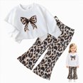 thumbnail image 5 of NOLDARES Girls 2 Piece Outfits Long Sleeve Crew Neck Bow Sweatshirt Top And Flare Pants Set(Z231-White), 5 of 9