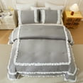 thumbnail image 6 of Ruffled Comforter Set 3 Pieces Boho Bedding Set Pleated Ruffle Fringe Shabby Chic Bedding Super Soft Cozy Bed Comforter All Season, 6 of 9