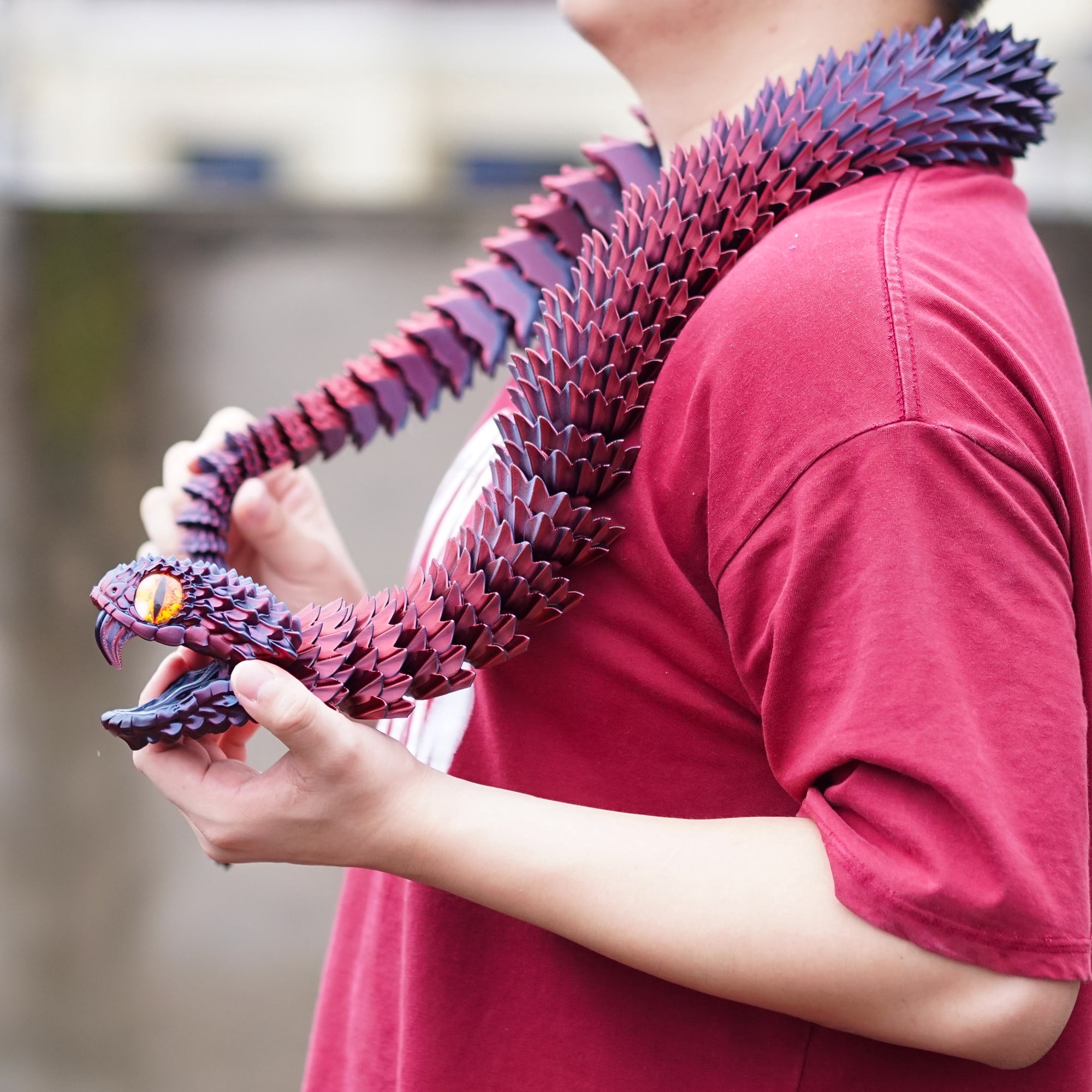 47.5inch 3D Printed snake,Flexible Joint Animal lacertid Figurines,Realistic Eyes, Home Office Decor,Fidget Toy for Adults Teens Boy Festival Gifts