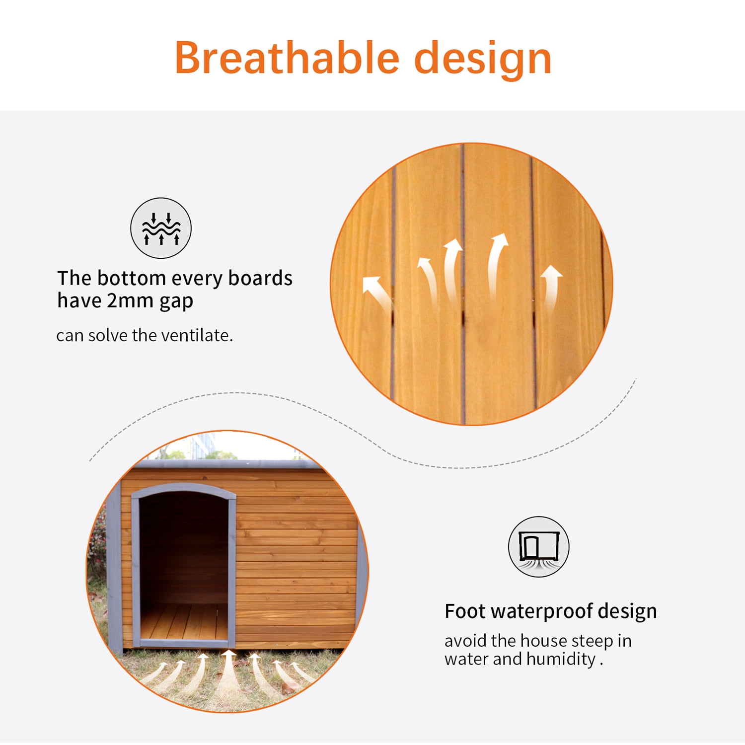 Kadyn 44.50" Dog House Outdoor & Indoor Wooden Dog Kennel for Winter with Raised Feet Weatherproof for Large Dogs, Natural Dog Crate Kadyn 44.50" Dog House Outdoor & Indoor Wooden Dog Kennel for Winter with Raised Feet Weatherproof for Large Dogs, Natural Dog Crate
