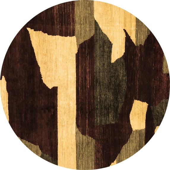 Ahgly Company Indoor Round Oriental Brown Modern Area Rugs, 8' Round