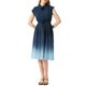 thumbnail image 2 of Vestido midi azul sin mangas de cuello redondo con cintura fruncida y plisada de INSPIRE CHIC para mujer, 2 of 5