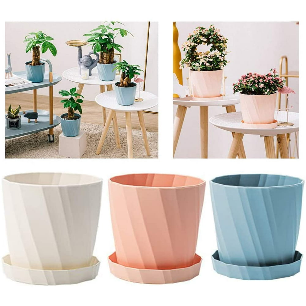 Plastic Flower Pots, Indoor/Outdoor Plant Holder Nordic Style Garden Pots Succulents Containers
