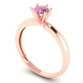 thumbnail image 2 of 0.5 ct Round Cut Simulated Pink Diamond Solitaire 18K Rose Gold Womens Engagement Ring, 2 of 5