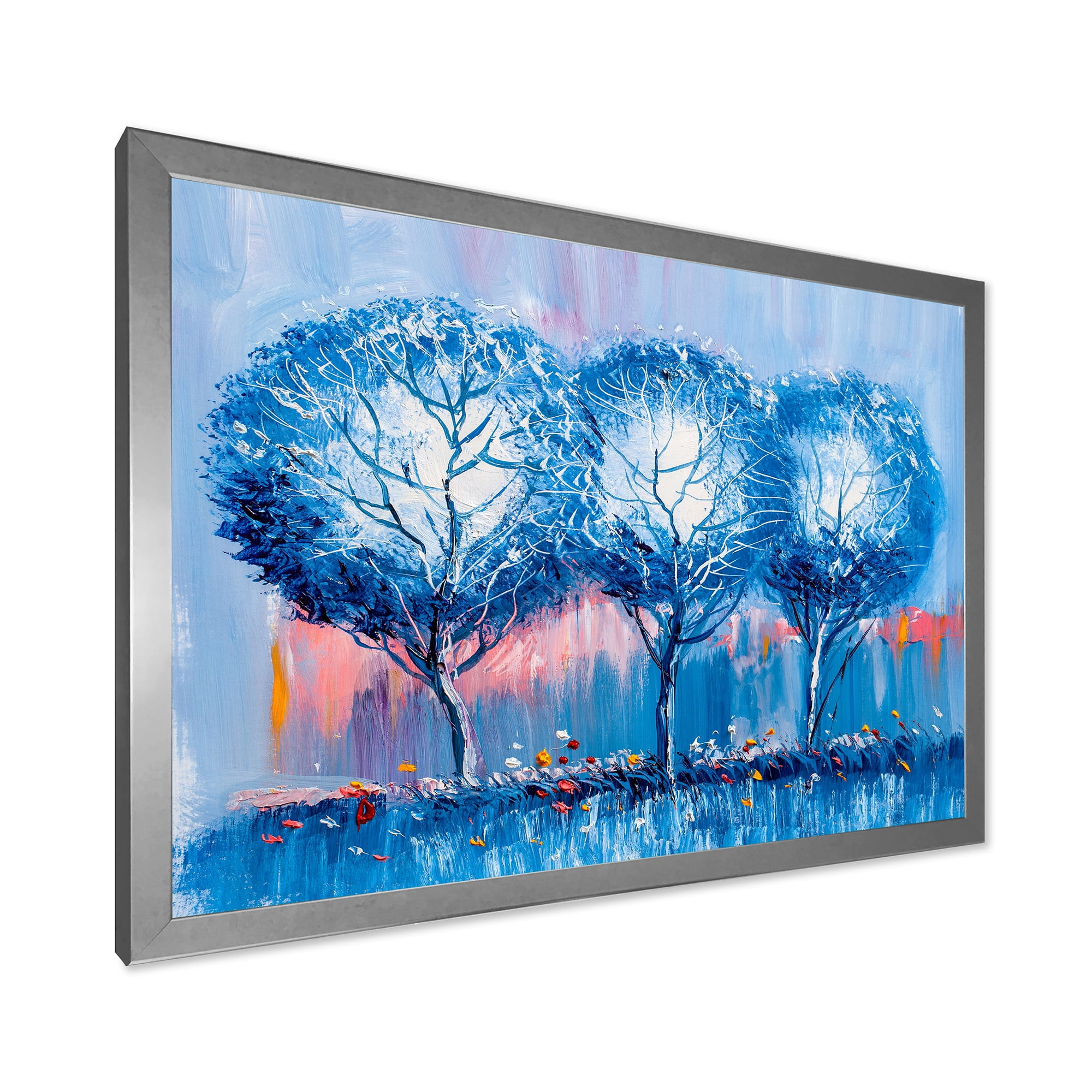 Designart 'Colourful Landscape Trees Impressionist III' Modern Framed Art Print