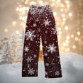 thumbnail image 2 of Women's Christmas Printed Plush Pants, Full Length Long Trousers for Winter Casual Wear, Soft and Warm Fleece Material with Festive Design,Deep Red,XS, 2 of 6