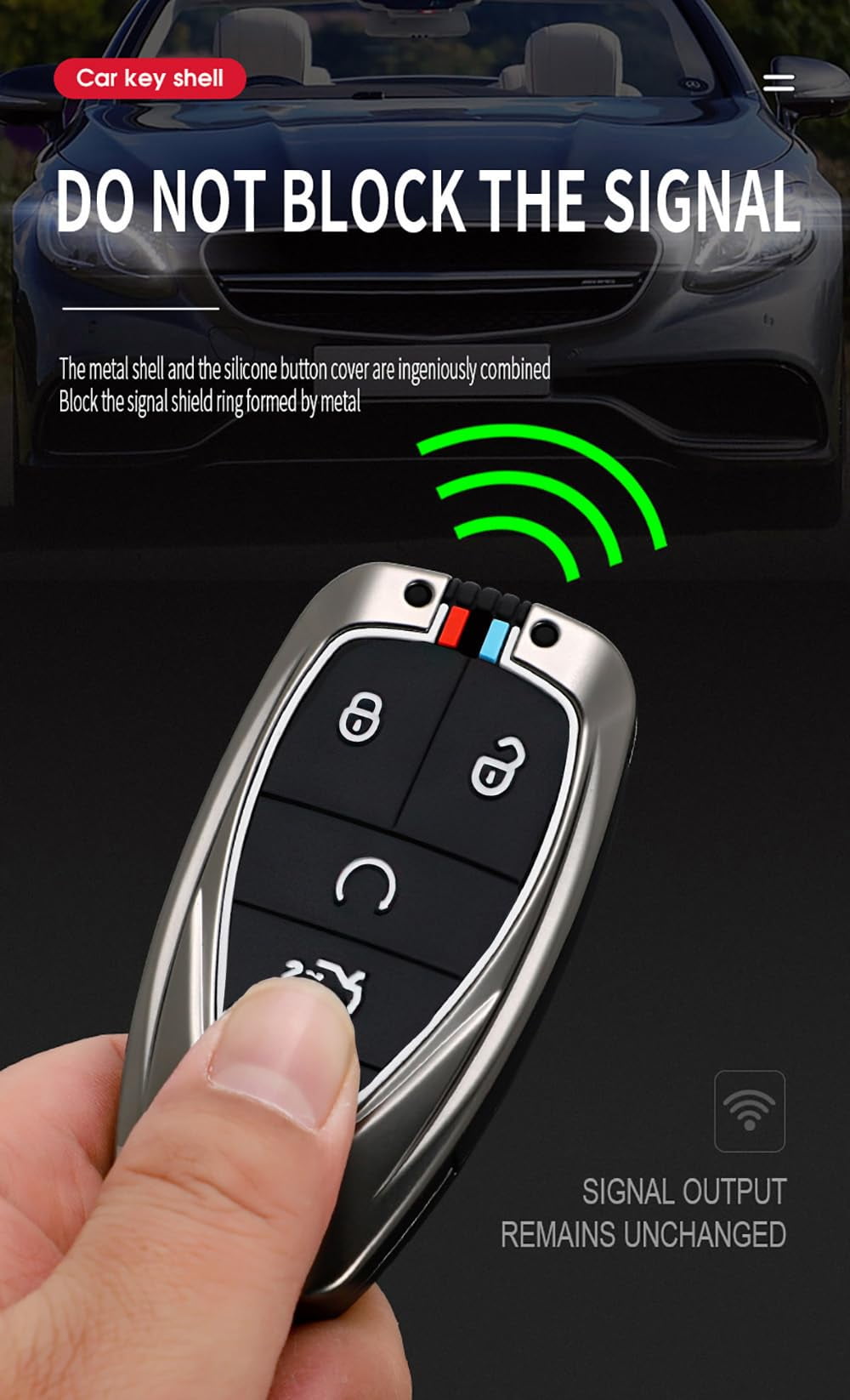 5-button Key Fob Cover Fit for Chevy Key Remote Metal Key Shell Anti-scratched Key Case Durable Car Key Holder Fit for Chevrolet Equinox Malibu Cruze Camaro Traverse Blazer Volt Bolt
