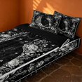 thumbnail image 2 of Erosebridal Spooky Black Cat Zipper Twin Comforter Sets with Fitted Sheet and 2 Pillowcases, Boho Crescent Moon Flower Zipper Bedding Set for Boys Girls, Black White, Black Reversible, 2 of 7