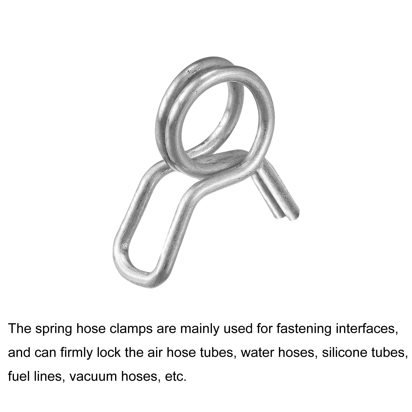 Unique Bargains Double Wire Spring Hose Clamp 304 Fuel Line Clips 0.51"x0.51"x0.18"