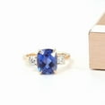 thumbnail image 3 of Cushion Cut Lab-Created Blue Sapphire & Moissanite Solitaire Ring in 925 Sterling Silver for Her - Elegant Engagement or Anniversary Gift, 3 of 5