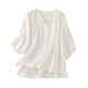thumbnail image 2 of Fiudx Ofertas Flash Del Día Solo En Línea Casual Mujer Cuello Redondo Verano Color Sólido Retro Regular Mujer Manga Larga, 2 of 4