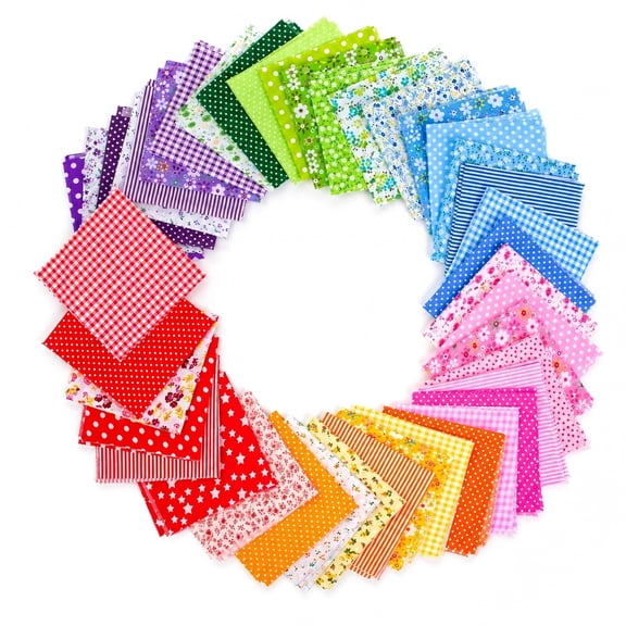 42 Precut 10x10 Inch Cotton Fabric Squares , Floral & Polka Dots in Multi-Color, Soft & Safe for Sewing, Quilting, Bags & Home Decor