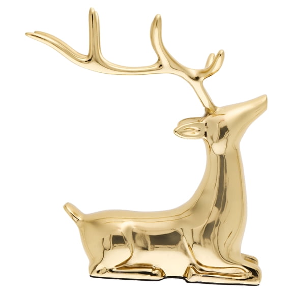 Aluminum Sitting Reindeer Christmas Decoration, Gold, 11 in, by Holiday Time