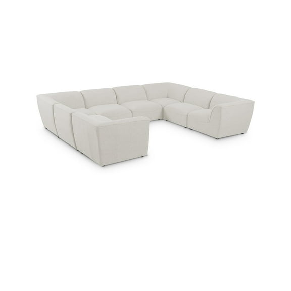 Meridian Furniture Miramar Cream Durable Linen Textured Modular Sectional