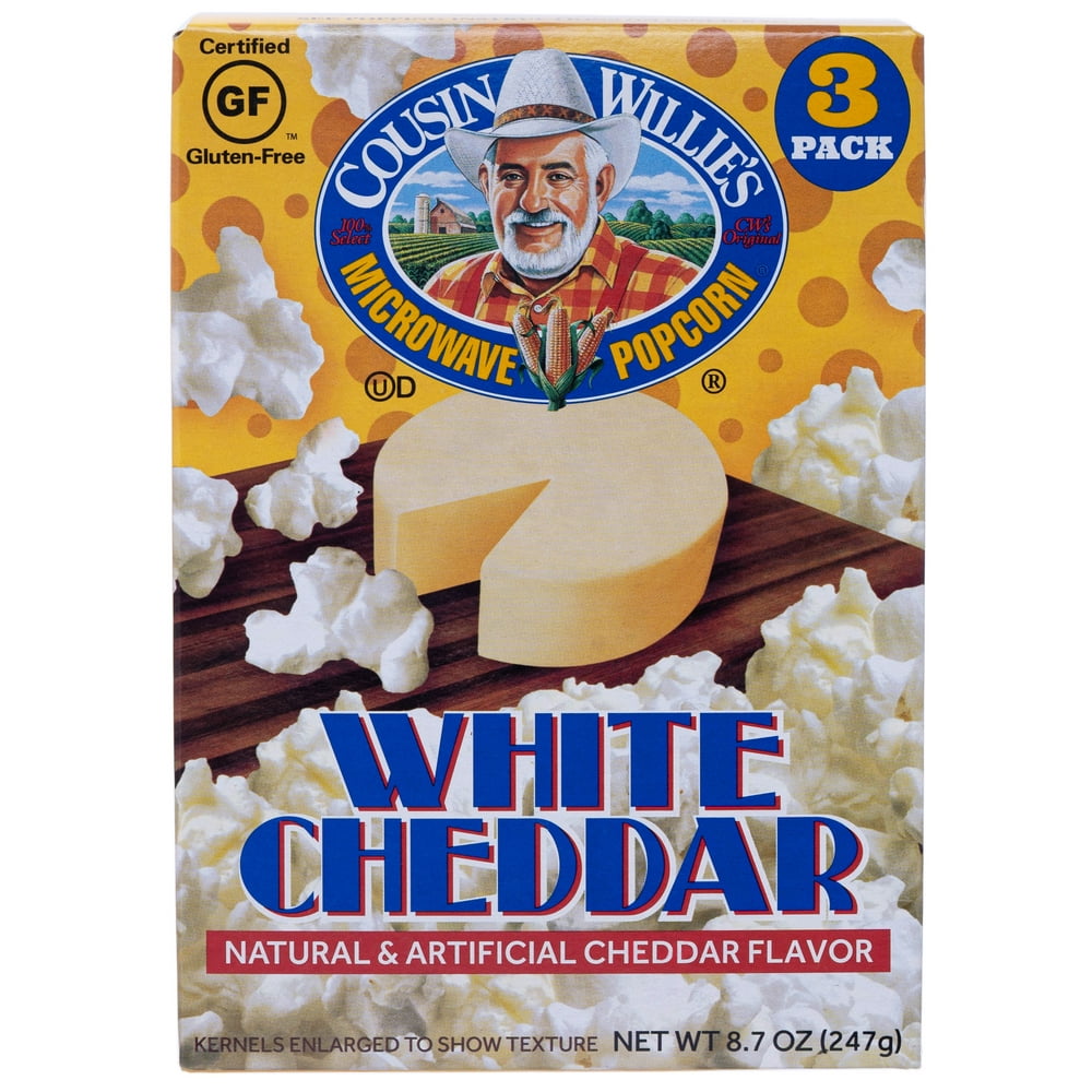 Cousin Willie’s WHITE CHEDDAR Microwave Popcorn, 36 bags (12 boxes
