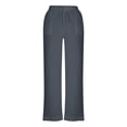 thumbnail image 6 of GUACER Pants for Women Casual Linen Drawstring Waisted with Lace Hem Boho Eyelet Trim Straight Leg Pants, 6 of 7