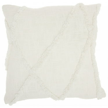 Boho Chic White Textured Lines Throw Pillow
