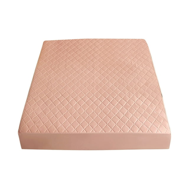 Pink Waterproof Fitted Sheet Machine Washable Quilted Mattress Protector Non Slip Bed Cover Breathable Skin Friendly Cotton Mattress Pad For Kids Adult Home Hotel Dorm Bedding