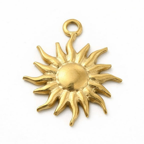 2 pc 304 Stainless Steel Pendants Sun Charms Golden 23x19.5x2mm Hole: 2.1mm 304 Stainless Steel