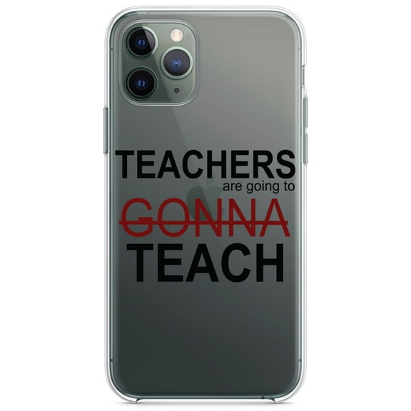 DistinctInk Clear Shockproof Hybrid Case for iPhone 11 Pro (5.8" Screen) - TPU Bumper Acrylic Back Tempered Glass Screen Protector - Teachers Gonna Teach