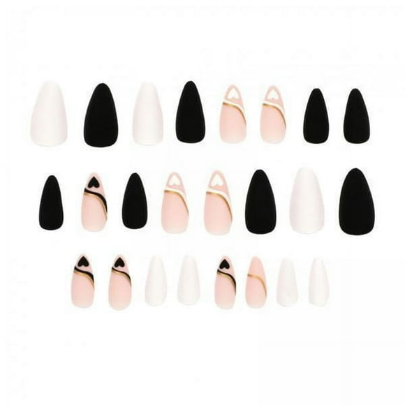 5x 24x Valentines Press On Nails Decoración Del Día de Valentín Uñas de Cobertura Completa Stick On Nails Patrón de Corazón Uñas Postizas Puntas D 5 piezas