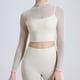 thumbnail image 2 of Traje de yoga de malla para mujer: top deportivo de manga larga con relleno en el pecho, secado rápido, ideal para correr o hacer yoga., 2 of 4