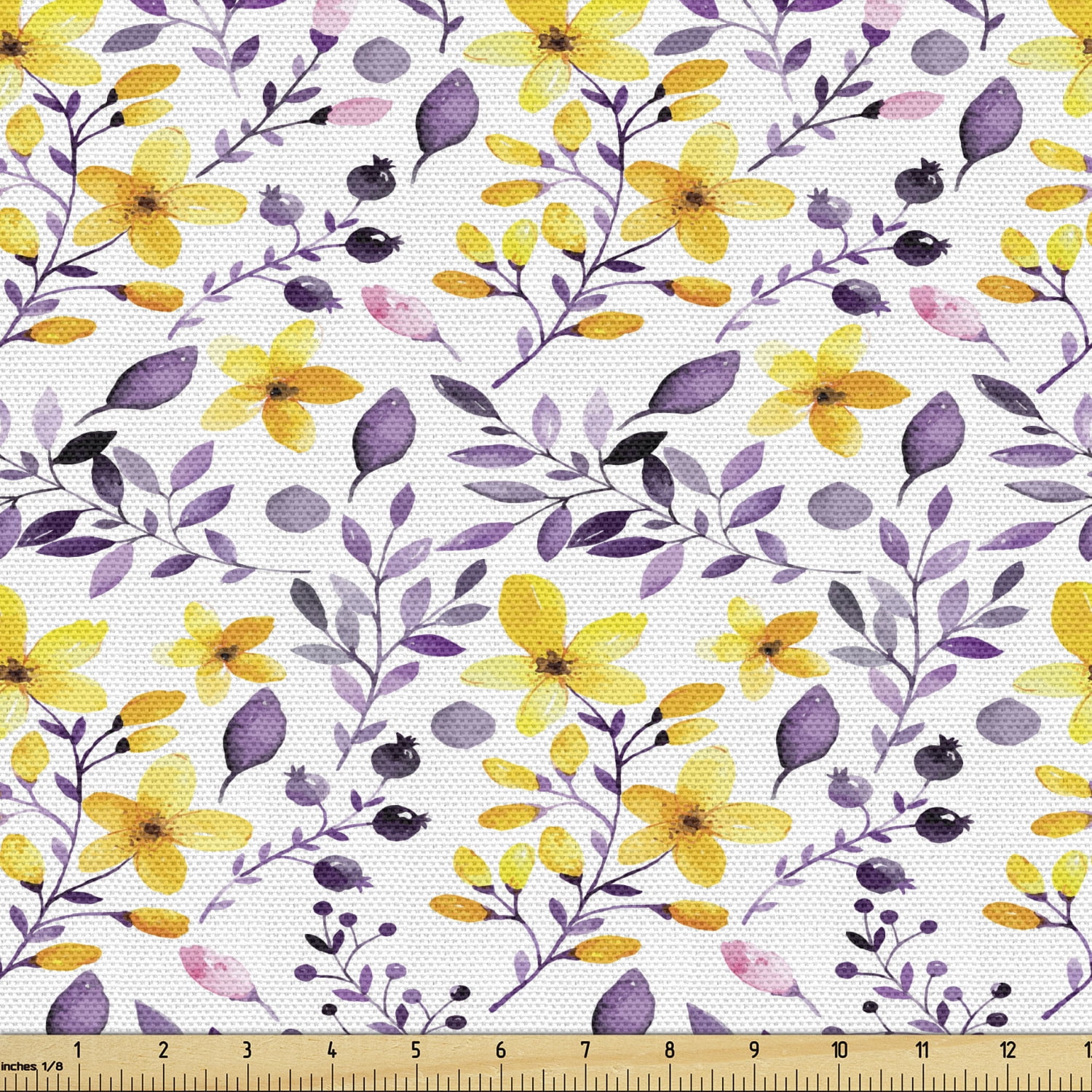 Soft Floral in Sage / Yellow / Lavender / Cream | Home Decor / Drapery  Fabric | 100% Cotton | 54 Wide | By the Yard