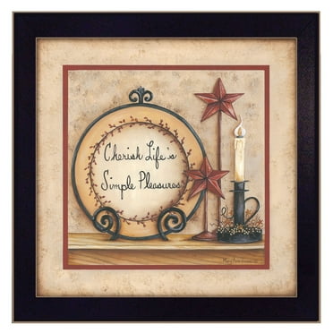 Trendy Decor4U "Simple Pleasures" By Mary June, Printed Wall Art, Ready To Hang Framed Poster, Black Frame